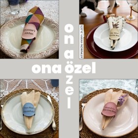 Resim Gri Renk, Özel Anlara Şıklık Sunan Kişiye Özel 4'lü Peçetelik Set, Yeni Evli Çift Hediyesi 