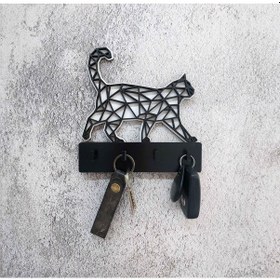 Resim Cajuart Dekoratif Geometrik Kedi Desen Duvar Askısı Anahtarlık 