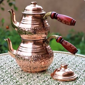 Resim Bakır Küçük Boy Çaydanlık - 1.6L | El İşçiliği, Tek Kapaklı, Klasik Tasarım 