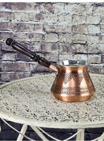 Resim Kalın Topak Üzüm İşlemeli Bakır Cezve 5 Fincanlık 