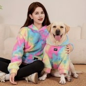 Resim Küçük ve Orta Boy Köpekler için Tie-Dye Kapüşonlu Sweatshirt - Renkli Swirl Tasarımlı Sıcak Kışlık & Her Mevsimlik, Yumuşak Rahat Kumaş, XXS-6XL Bedenler 