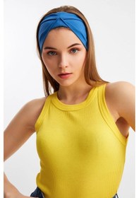 Resim Kadın Çift Taraflı Kullanım Alternatifli Pamuklu Penye Kaymaz Hafif Spor Saç Bandı Bandana - Tek Ebat / Parlament Parlament 