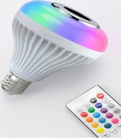 Resim Bluetooth Rgb Led Hoparlörlü Akıllı Ampul - Renkli Müzikli Lamba Ve Kumanda Çok Renkli 