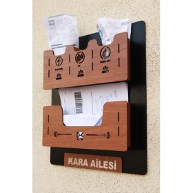 Resim Apartman Ortak Fatura & Posta Kutusu Ahşap - Siyah Ceviz 