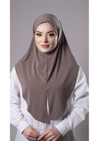 Resim Hürrem Bone Vizon Pratik Hazır Geçmeli Tesettür Eşarp Sandy Kumaş Yırtmaçlı Düz Hijab 2310 10 