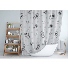 Resim Banyo Perdesi Halkalı Çiçekli Desen Yerli Üretim Duş Perdesi C-halka 180x200cm Banyo Perdesi Çok Renkli 