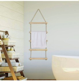 Resim Bundera Towel Jüt Merdiven Ahşap Banyo Havlu Askısı Askılık Askı Çok Renkli 