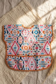 Resim Bebechi Tribal Joy Su Geçirmez Leke Tutmaz Geometrik Desenli Cepli Bebek Mama Önlüğü - Blw Uyumlu Geniş Kesi 