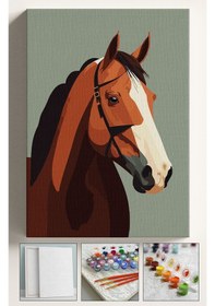 Resim Sayılarla Boyama Seti Numaralı Tuval Fırça Boya At 40x50 Cm 