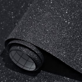 Resim 1 Adet Işıltılı Glitter Kendinden Yapışkanlı Duvar Kağıdı - Siyah, Çıkarılabilir & Kolay Uyumlu, Ev Dekorasyonu, Hediye Paketleme & Duvar Süslemesi İçin Mükemmel, Ev Dekorasyonu|Şık Görünüm|Dokulu Yüzey, Oturma Odası İçin Duvar Kağıdı 