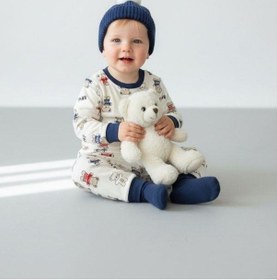 Resim Zekids Erkek Çocuk Ayıcık Desenli Pamuklu Pijama Takım 6-9 Ay 9 Yaş Aralığı -16845 Renklı 