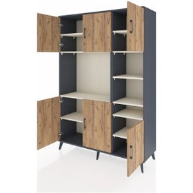 Resim Hyperion Dolap 10 Raflı 6 Kapaklı 132x44x195 Antrasit-çam/aytaşı Antrasit 