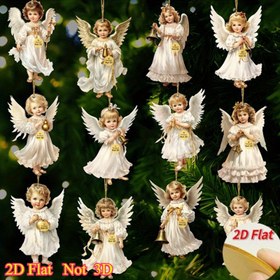 Resim 2D Düz, 12 adet Vintage Noel Melek Ahşap Kolye - Yapay Ahşap Asılı Süsler 2D Düz Tasarım ile, Ev ve Dış Mekan Tatil Dekorasyonu için Mükemmel, Doğum Günü Partileri ve Şükran Günü Kutlamaları için İdeal, Elektrik Gerektirmez, Noel Süsleri, 2D Düz 