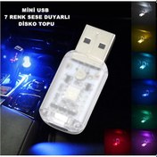 Resim Mini Usb Tip Disko Topu 7 Renkli Sese Duyarlı Atmosfer Led Point (552761503) 