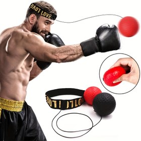 Resim Boks Refleks Topu, Başbandı ile Boks Topu, Tepki, Çeviklik, Vuruş Hızı, Dövüş Yeteneği ve El Göz Koordinasyonu Eğitimi için Mükemmel 