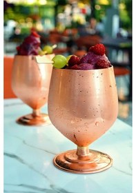 Resim Bakır Kadeh Tombul Model Bakır Renk 2'li 