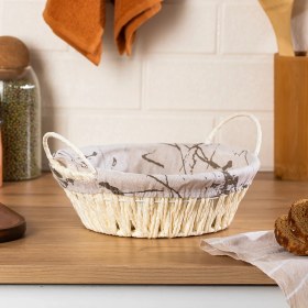 Resim Porsima MIO-020 2li Hasır Görünümlü Kulplu Yuvarlak Ekmek Sepeti Beyaz 24,5cm 