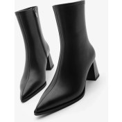 Resim Marjin Kadın Kalın Topuklu Sivri Burun Bot Simva Siyah 