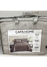 Resim Yeni Nesil Nubuk Yaz - Kış Modern Lüks Yatak Örtüsü, Pollen ,çapa , Çift Kişilik Vizon 