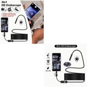Resim orco 2mt Endoskop Mini Kamera Androıd&usb&type-c 8 Led Işıklı Muayene Su Geçirmez 