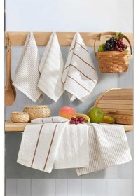 Resim 6 Lı Luna Naturel Mutfak Havlu Seti %100 Pamuklu 30x50 Cm Krem Renkli 