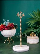 Resim MIARIK DESIGN & DEKORASYON Bej Mermer Mercan Peçetelik Havluluk (gold Altın) 