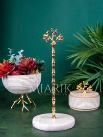 Resim MIARIK DESIGN & DEKORASYON Bej Mermer Mercan Peçetelik Havluluk (gold Altın) 