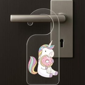Resim Baskılı Otel Oda Ev Daire Yatak Çocuk Odası İçin Desenli Kapı Kolu Askısı Unicorn1923 