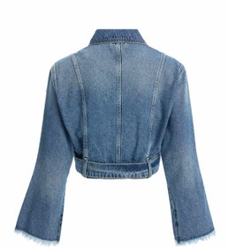 Resim Kadın Kemerli Kısa Denim Ceket - L 