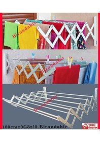 Resim Akordion 100cm 9 Gözlü Çamaşır Kurutmalık Askısı Duvara Monte Katlanabilir Antrasit Antrasit 