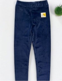 Resim Zekids Kız Çocuk Bel Lastikli Parlak Kadife Tayt Pantolon-14343 Lacivert 