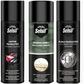 Resim Selsil Motor Temizleme Spreyi 200 ml / Silikon Sprey 200 ml / Klima Temizleyici Sprey 150 ml 