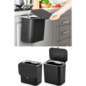 Resim 15 Litre Fonksiyonel Kapaklı Banyo Mutfak Tezgahüstü Çöp Kovası Dolap Duvar Aparatlı 15 Lt. 