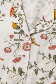 Resim Kadın Pijama Takımı%100 Pamuklu Desenli Kısa Kollu Düğmeli Gömlek Kısa Şortlu Rahat Kesim Takım 