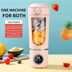 Resim Meridiangoods Pembe 15.22oz Usb Şarjlı 3 Modlu 12 Bıçaklı Taşınabilir Meyve Sıkacağı 