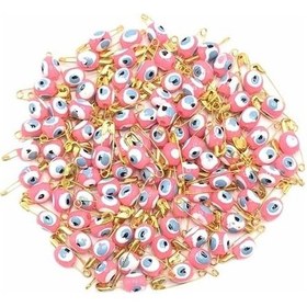 Resim Pembe Nazar Boncuklu Çengelli İğne 100 Adet 
