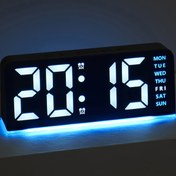 Resim Sıradışı Stil LED Alarm Saati ile Zaman ve Hafta Gösterimi, Çift Alarm, Ayarlanabilir Parlaklık - Mavi Arka Işık, Plastik, USB Güçlü, Yatak Odası, Ev, Mutfak, Ofis Masası için İdeal (Adapter/Pil Dahil Değil), Yatak Odası Alarm Saati | Modern Alarm Saati | Dayanıklı Plastik Saat 