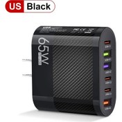 Resim 65w 6 Port 3pd + 3usb Usb Bir Usb C Duvar Şarj Cep Telefonu Fastcharging Us Plug - Black 02 