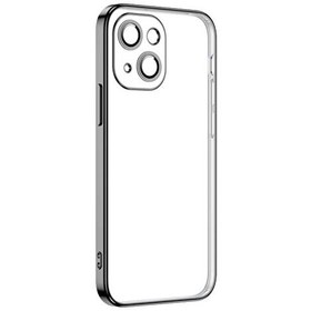 Resim Apple iPhone 13 Kılıf Krep Lens Korumalı Silikon Şeffaf Siyah 