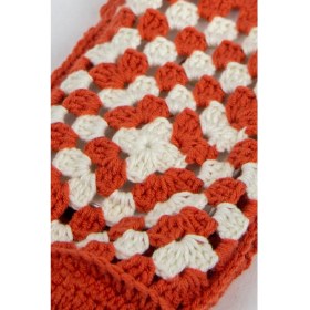 Resim Pulur.co Kiremit Rengi Örgü Suluk ve Telefon Çantası 