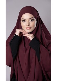 Resim Hürrem Bone Bordo Pratik Hazır Geçmeli Tesettür Eşarp Medine İpeği Bağcıklı Sufle Hijab 2301 16 
