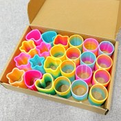 Resim 24 Adet Gökkuşağı Slinky Yayları - Çocuk Partileri İçin Dayanıklı Plastik Yay Çeşitleri, Cadılar Bayramı, Noel, Doğum Günleri ve Çorap Hediyeleri İçin İdeal, 3-12 Yaş İçin Uygundur 