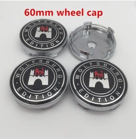 Resim 60mm Yeni Siyah 1-4 Adet 56mm 60mm 65mm 68mm Wolfsburg Baskı Araba Tekerlek Merkezi Kapak Teker Göbeği Kapağı Reçine Ro 