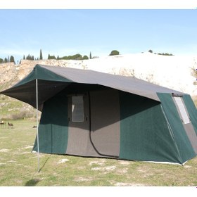 Resim 3 Odalı Kamp Çadırı 6-8 Kişilik Kapı Sineklikli Yeşil - Gri 
