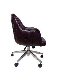 Resim Bilgisayar Sandalyesi Kapitone Desenli Bordo Renk Suni Deri 