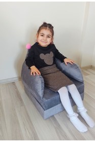 Resim nisa baby tasarım Gri Pembe Ponponlu Çocuk Koltuğu Açılabilir Prenses Koltuğu 