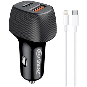 Resim By-38l Hızlı Araç Şarj Cihazı 38w Araba Çakmaklık Şarj Aleti + Lightning Kablo Usb + Pd Girişli İphone Uyumlu 14/13/12/12 Pro Max/11/xs Max/xr/x,airpods Pro 