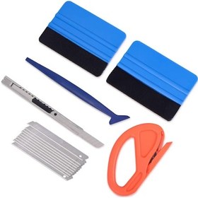 Resim Qingmipy Araç Filmi Ve Vinil Uygulama Seti - 2 Mavi Feltli Squeegee, 1 Uçak Bıçağı, 10 Bıçak Ucu, 1 Güvenlik Kesici, 1 Tırnak Squeegee - Kirpma, Kabarcık Alma, Zarflandırma Araçları 