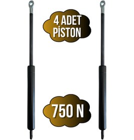 Resim DSYapıAksesuar Yatak Makası Pistonu Baza Açılır Makası Pistonu(750N PİSTON)(TEK KİŞİLİK)(4 ADET)(SİYAH) 