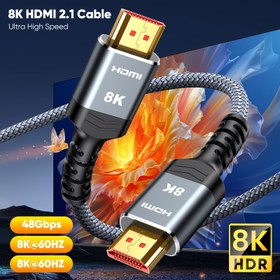 Resim ALCLAP 8K@60Hz HDTV 2.1 Kablosu, 48Gbps Yüksek Hız, Kırmızı Çekirdek, Altın Kaplama Bağlantı Elemanı, Alüminyum Kabuk, Örgülü Kablolu 